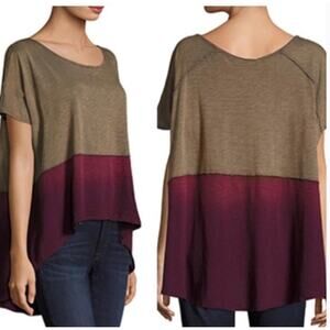 Free People We the Free Midnight Color Block Oversize Boho Tee Women's M + 3580